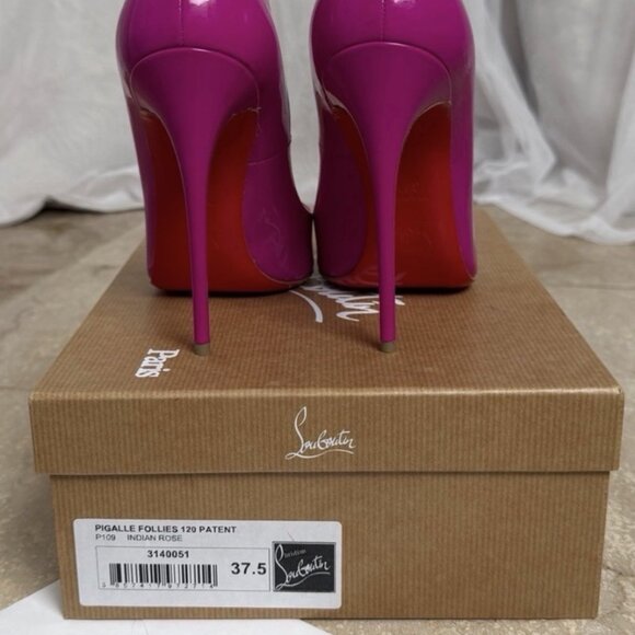 Christian Louboutin Pigalle Follies 120 Indian Rose 120mm Patent Heels - Picture 2 of 15